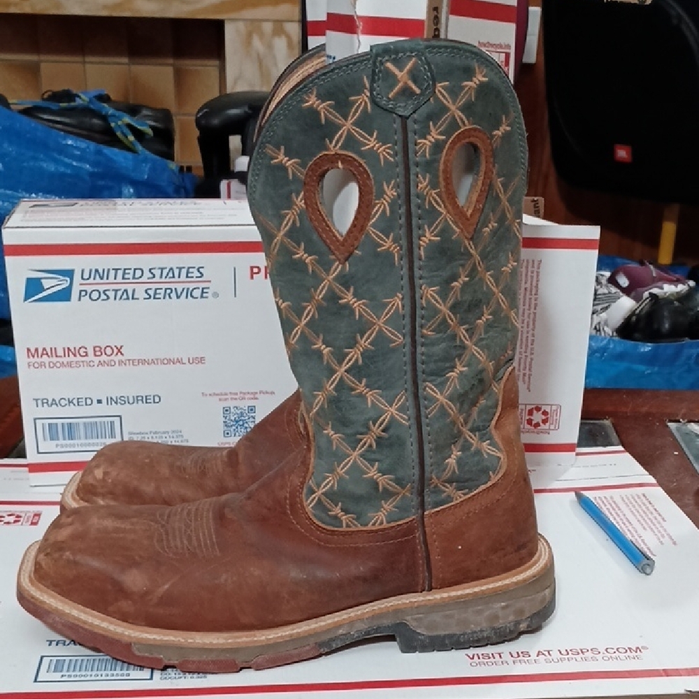 Twisted X Brown and Green Western Boots